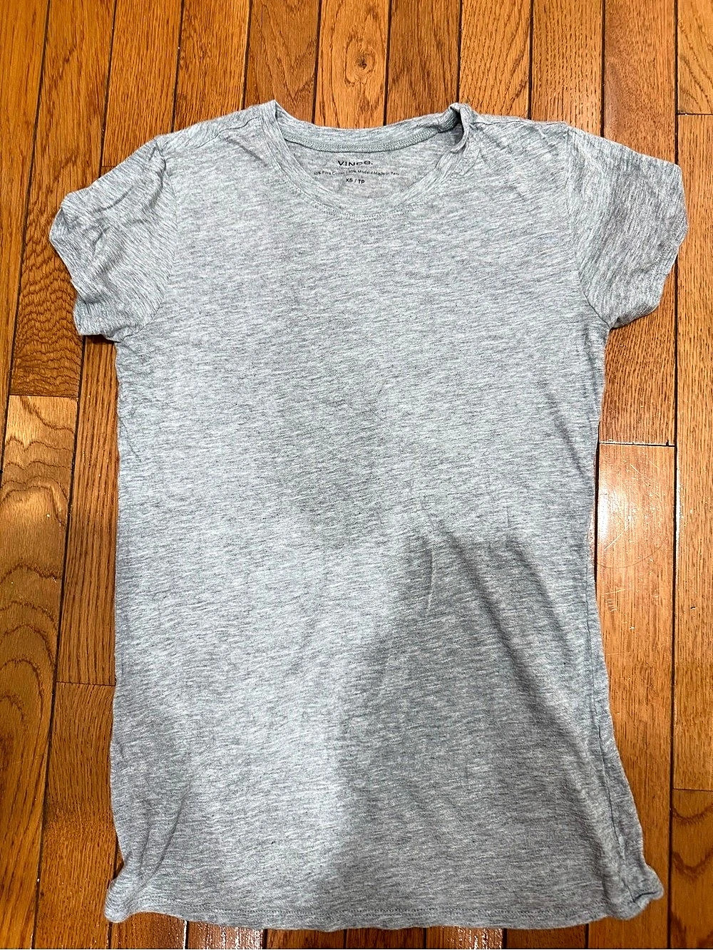 Vince Essential Pima Cotton-Blend Crewneck Tee Gray XS